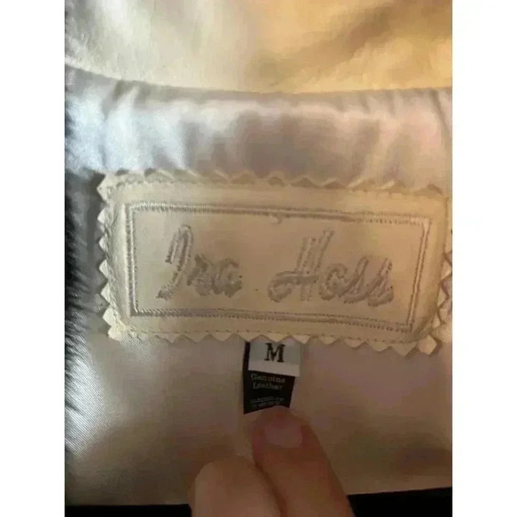 Ira Hoss Women’s 100% Leather Jacket Genuine Mink Collar Ivory Zip Up Size M - Picture 5 of 12